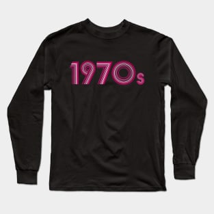 1970s Vintage Pink Magenta Disco Font Long Sleeve T-Shirt